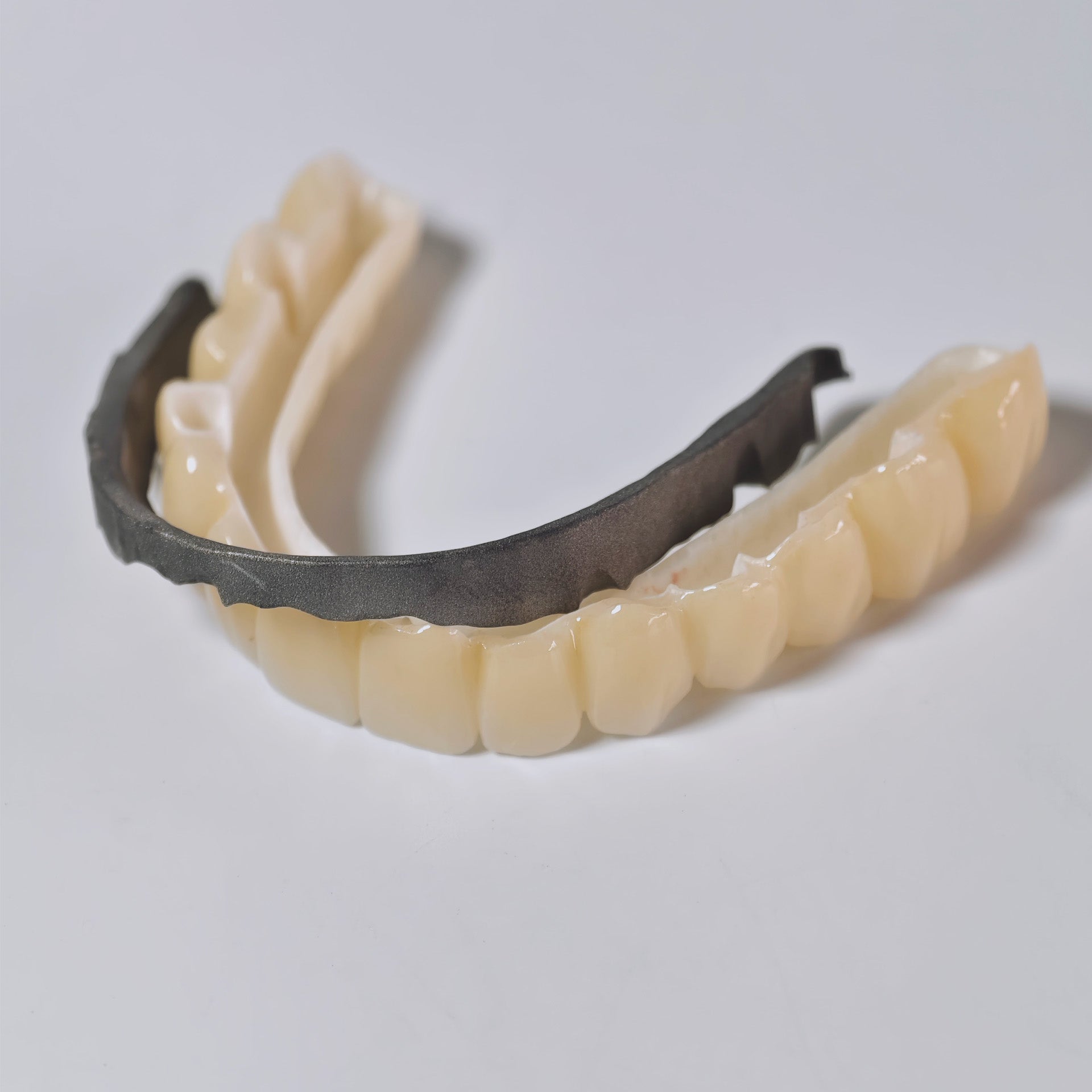 Ti-Bar Titanium Nitride Metal Frame With Zirconia Bridge And Cement Retained