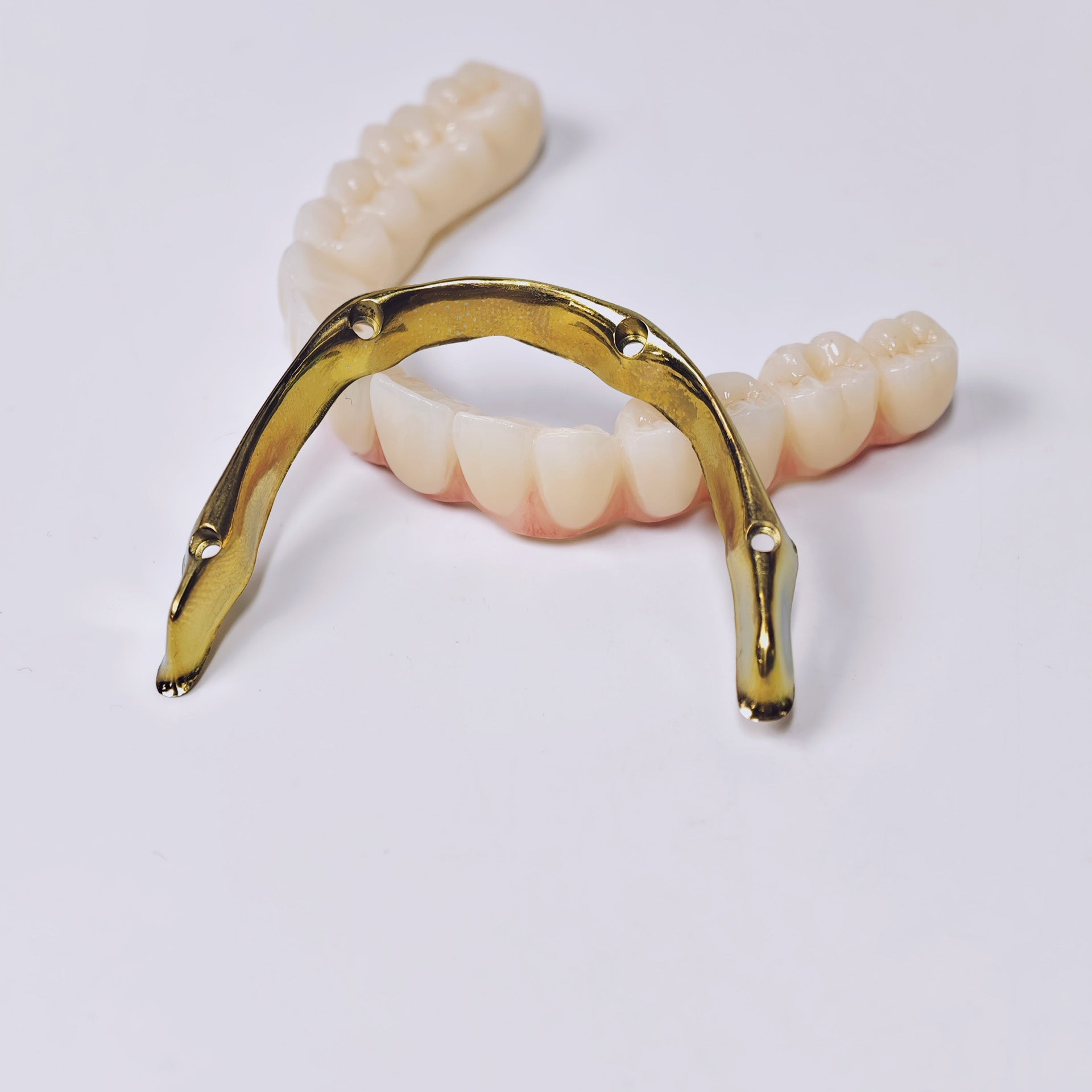 Ti-Bar Titanium Gold-Plated Metal Frame With Zirconia Bridge And Screw Retained