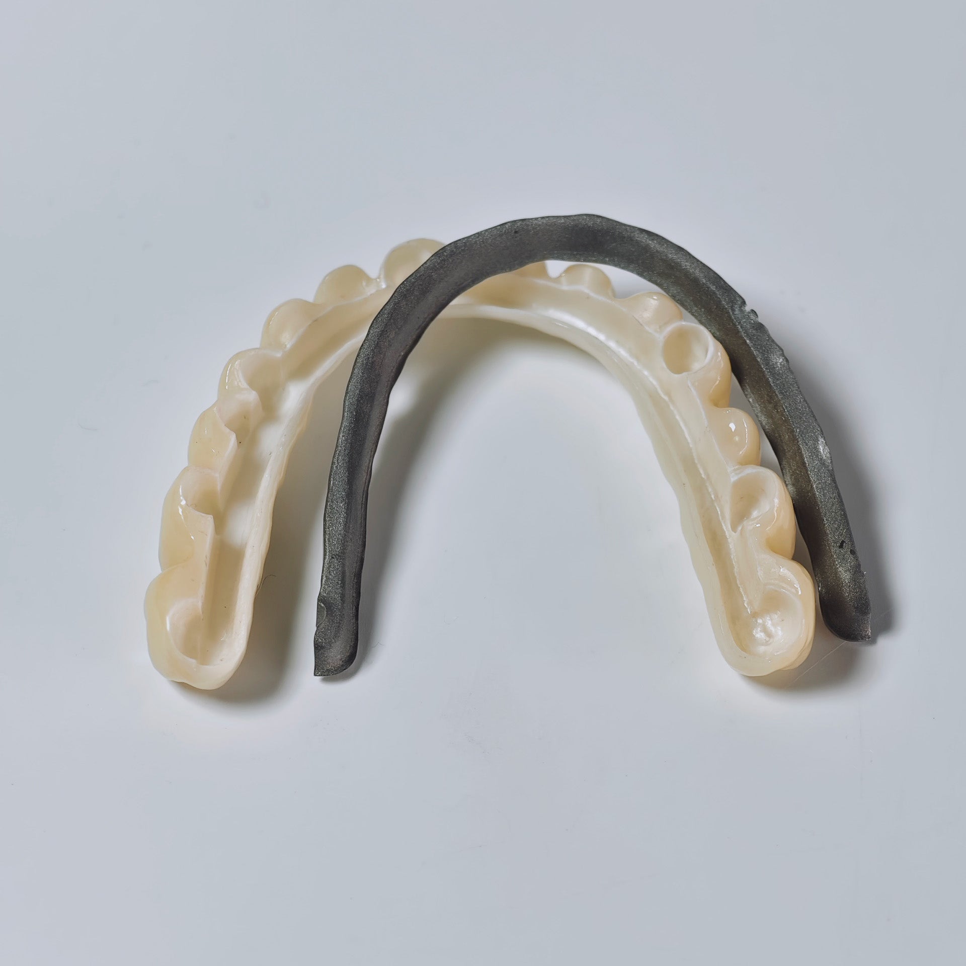 Ti-Bar Titanium Nitride Metal Frame With Zirconia Bridge And Cement Retained