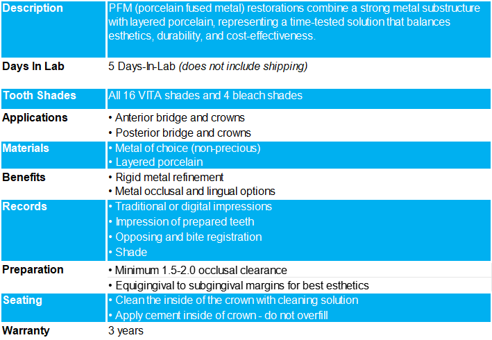 Co - Cr PFM Dental Bridge